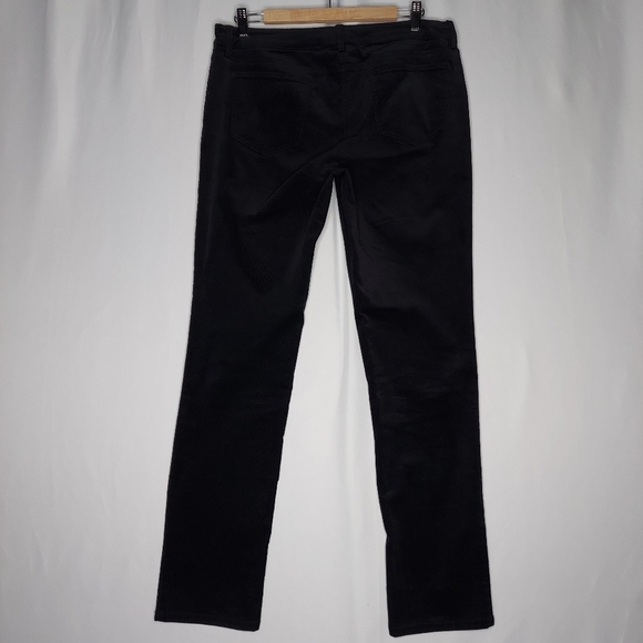 Eileen Fisher Corduroy Pants Women 10 Black Straight Slim Pocket Button Zip Jean - Picture 2 of 7